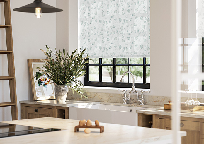 Botanical Watercolour, Blue Seafoam - Twist&Fit Roller Blind - Image 5